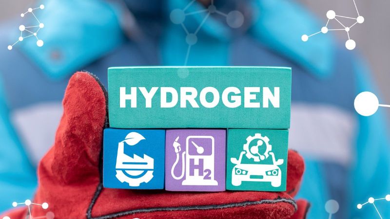 Symbolbild grüner Wasserstoff in Industrie, Verkehr und Energieversorgung